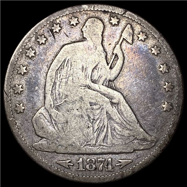 1874 Arrows Seated Liberty Half Dollar LIGHTLY CIRCULATED