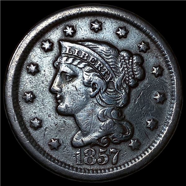 1857 Braided Hair Large Cent CLOSELY  UNCIRCULATED