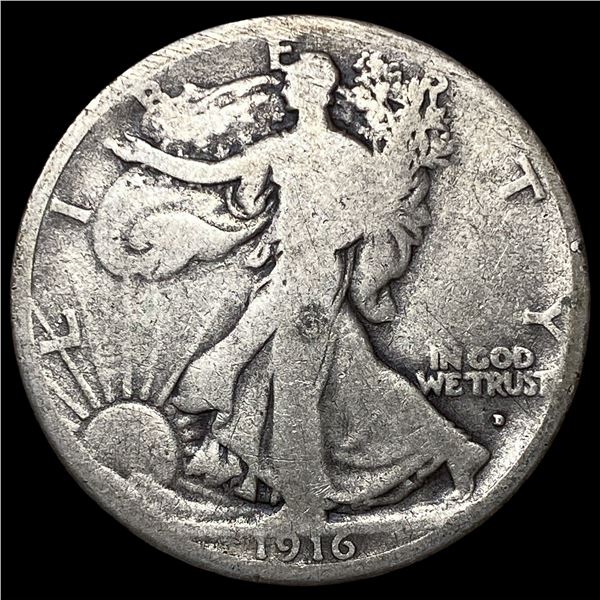 1916-D Silver Walking Liberty Half Dollar NICELY CIRCULATED