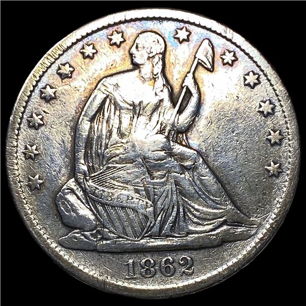 1862-S Silver Seated Liberty Half Dollar NEARLY UNCIRCULATED