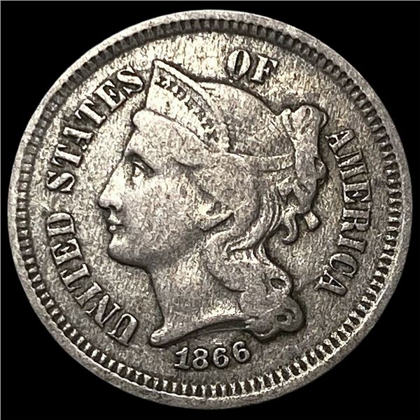 1866 Nickel Three-Cent Piece NEARLY  UNCIRCULATED