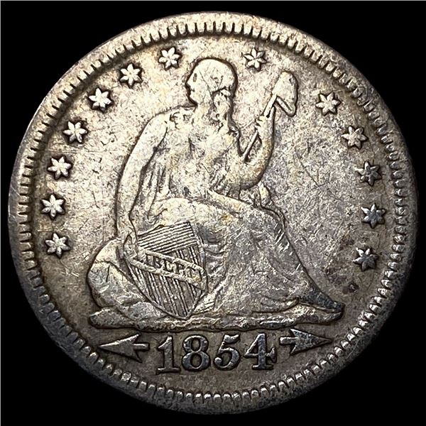 1854 Arrows Seated Liberty Quarter LIGHTLY  CIRCULATED