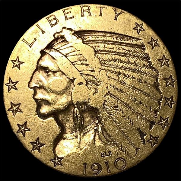 1910 Indian Head Gold $5 Half Eagle CLOSELY UNCIRCULATED