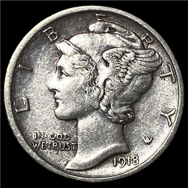 1918-D Silver Mercury Dime CHOICE AU