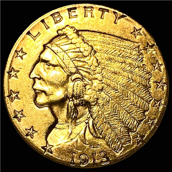 1913 Indian Head Gold $2.50 Quarter Eagle  CHOICE AU