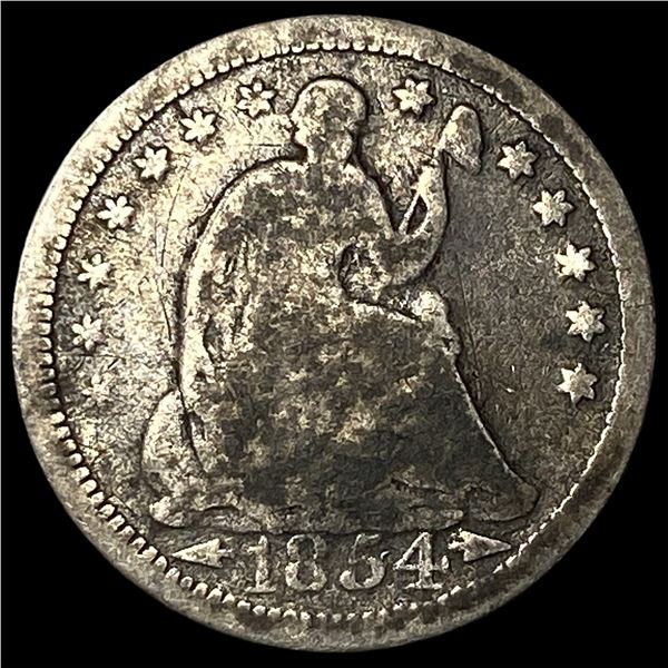 1854 Seated Liberty Silver Half Dime LIGHTLY  CIRCULATED