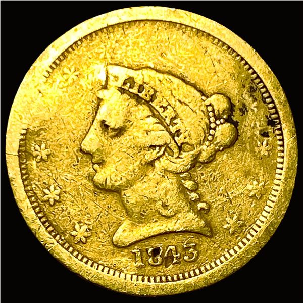 1843-O Liberty Head Gold $2.50 Quarter Eagle LIGHTLY CIRCULATED