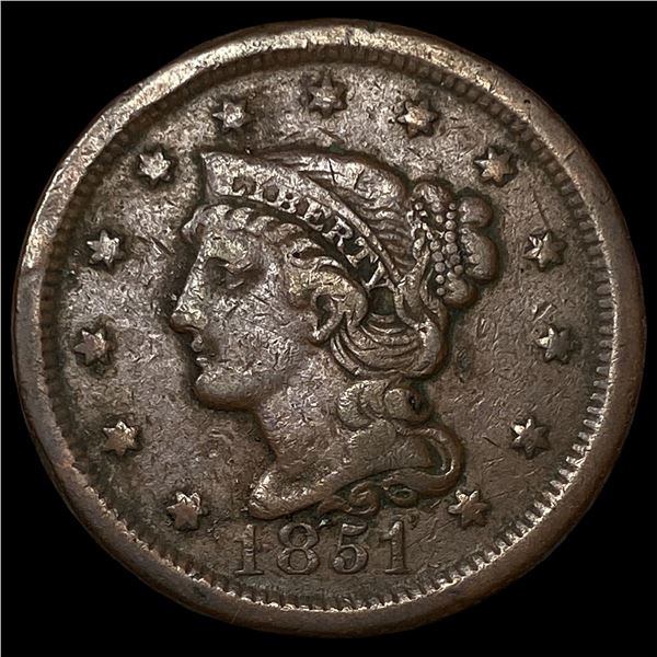 1851 Braided Hair Large Cent CLOSELY  UNCIRCULATED