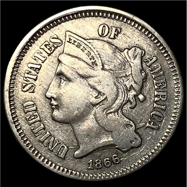 1866 Nickel Three-Cent Piece LIGHTLY  CIRCULATED
