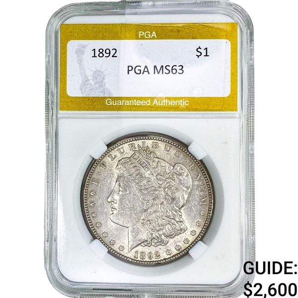 1892 Morgan Silver Dollar PGA MS63