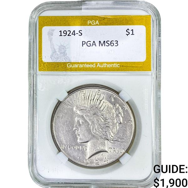 1924-S Silver Peace Dollar PGA MS63