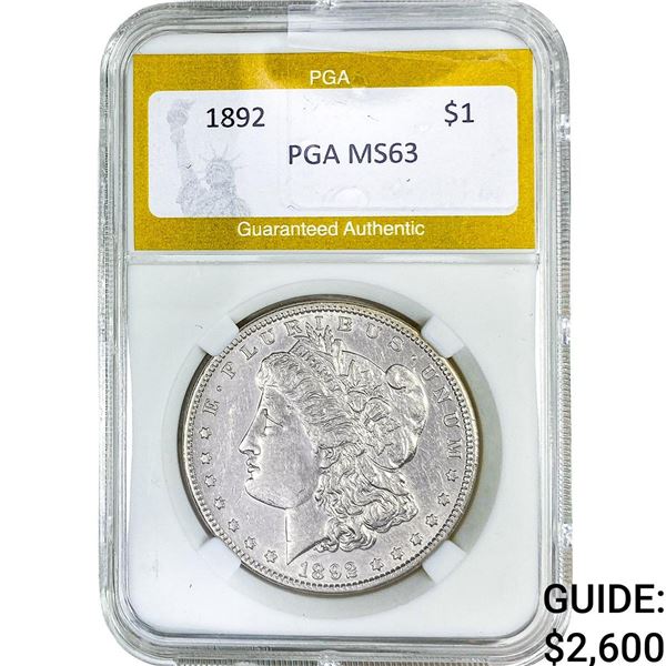 1892 Morgan Silver Dollar PGA MS63
