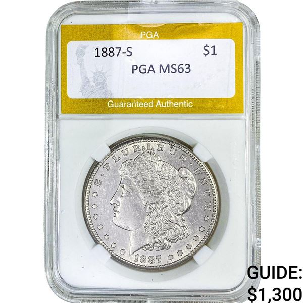 1887-S Morgan Silver Dollar PGA MS63
