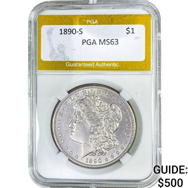 1890-S Morgan Silver Dollar PGA MS63