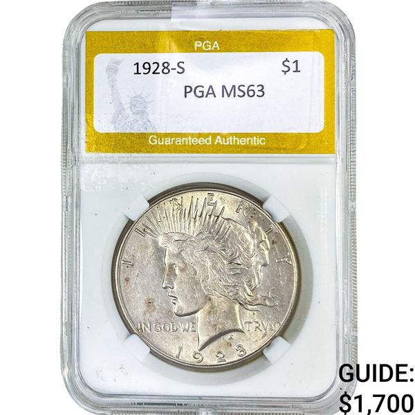 1928-S Silver Peace Dollar PGA MS63