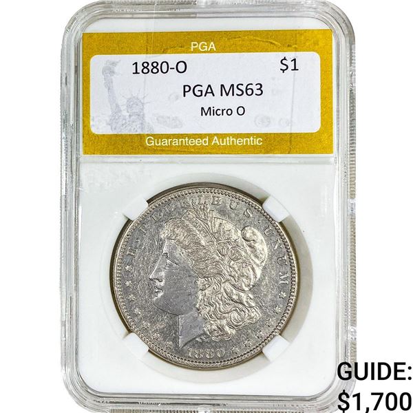 1880-O Morgan Silver Dollar PGA MS63 Mirco O
