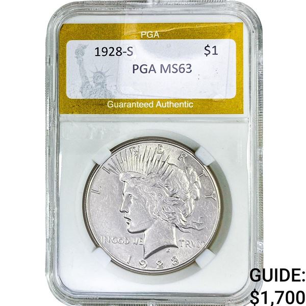 1928-S Silver Peace Dollar PGA MS63