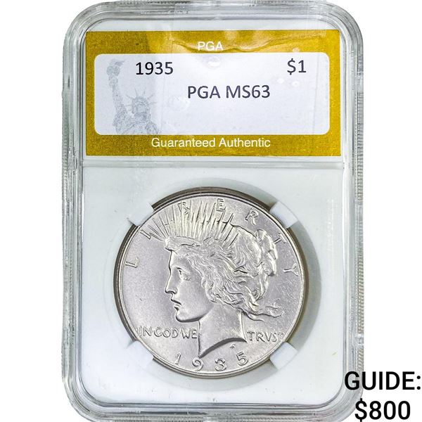 1935 Silver Peace Dollar PGA MS63