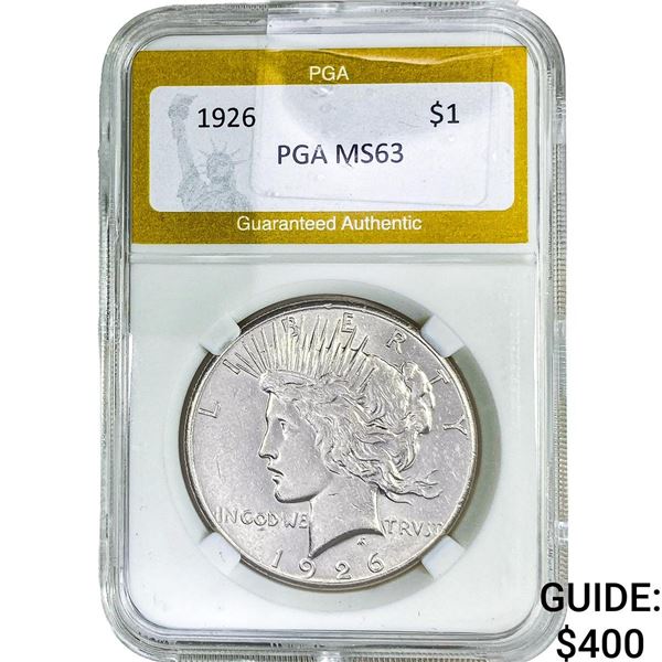 1926 Silver Peace Dollar PGA MS63