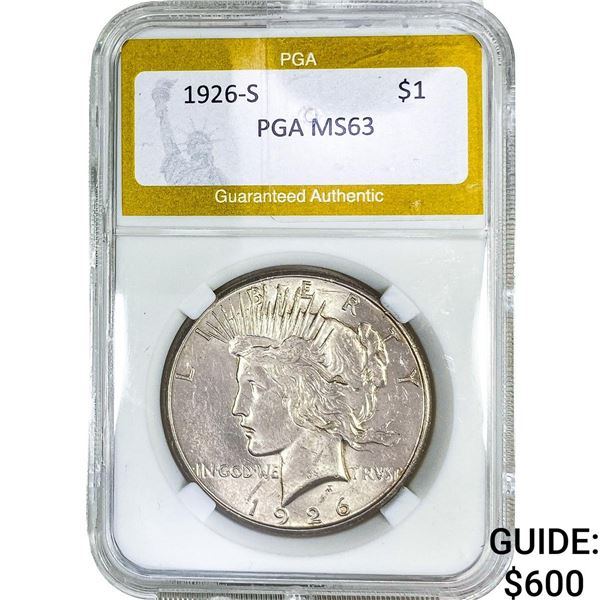 1926-S Silver Peace Dollar PGA MS63