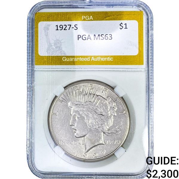1927-S Silver Peace Dollar PGA MS63