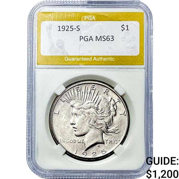1925-S Silver Peace Dollar PGA MS63