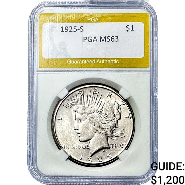 1925-S Silver Peace Dollar PGA MS63