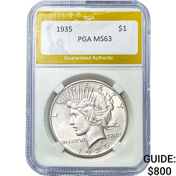 1935 Silver Peace Dollar PGA MS63