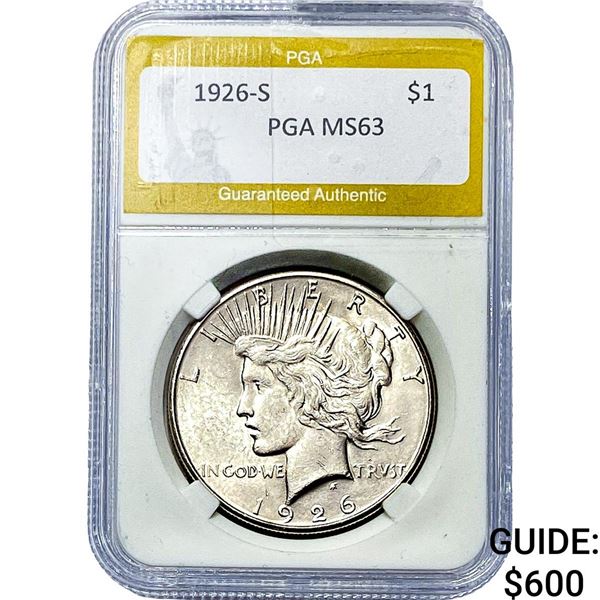 1926-S Silver Peace Dollar PGA MS63