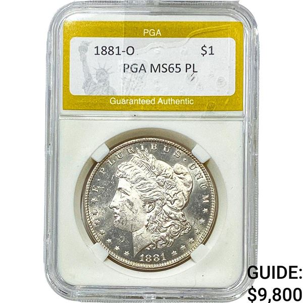 1881-O Morgan Silver Dollar PGA MS65 PL