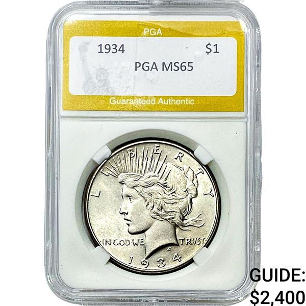 1834 Silver Peace Dollar PGA MS65