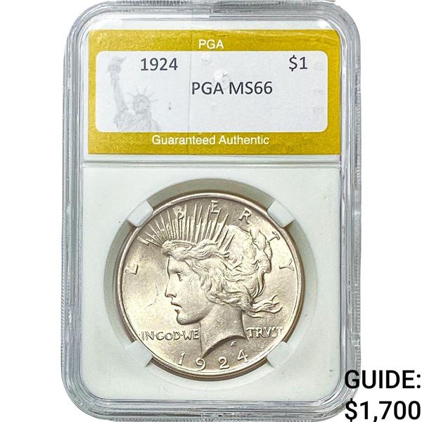 1924 Silver Peace Dollar PGA MS66