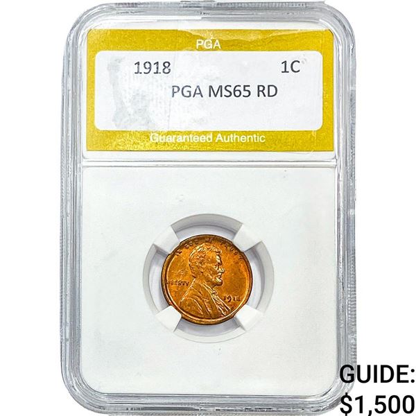 1918 Wheat Cent PGA MS65 RD