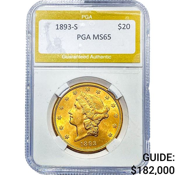 1893-S $20 Gold Double Eagle PGA MS65