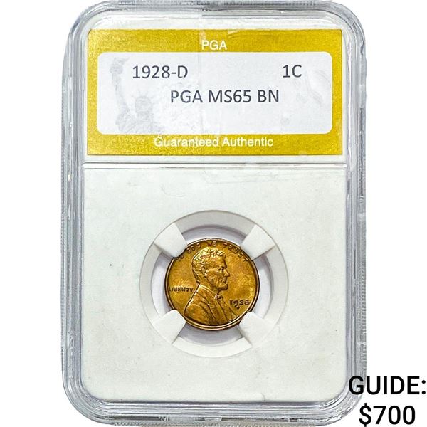 1928-D Wheat Cent PGA MS65 BN