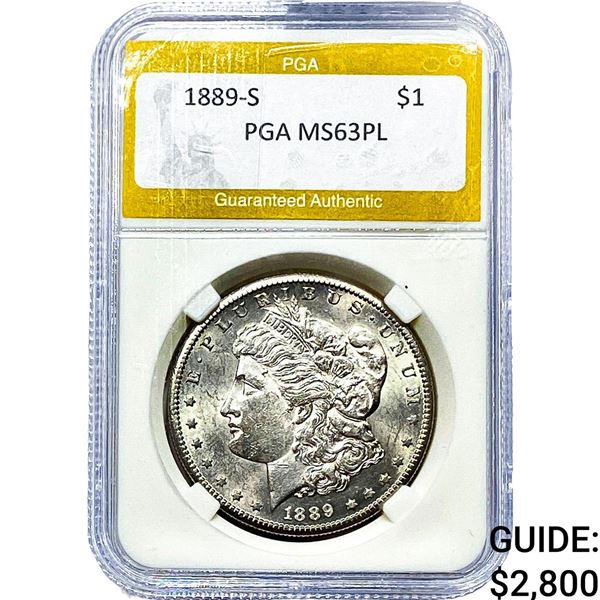 1889-S Morgan Silver Dollar PGA MS63 PL