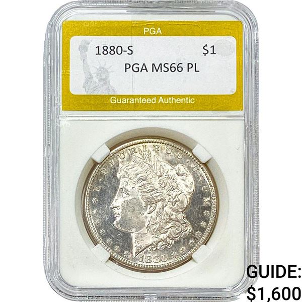 1880-S Morgan Silver Dollar PGA MS66 PL