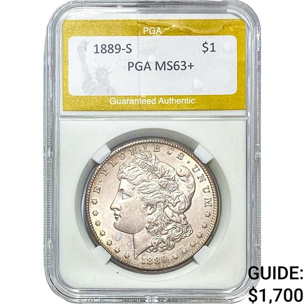 1889-S Morgan Silver Dollar PGA MS63+