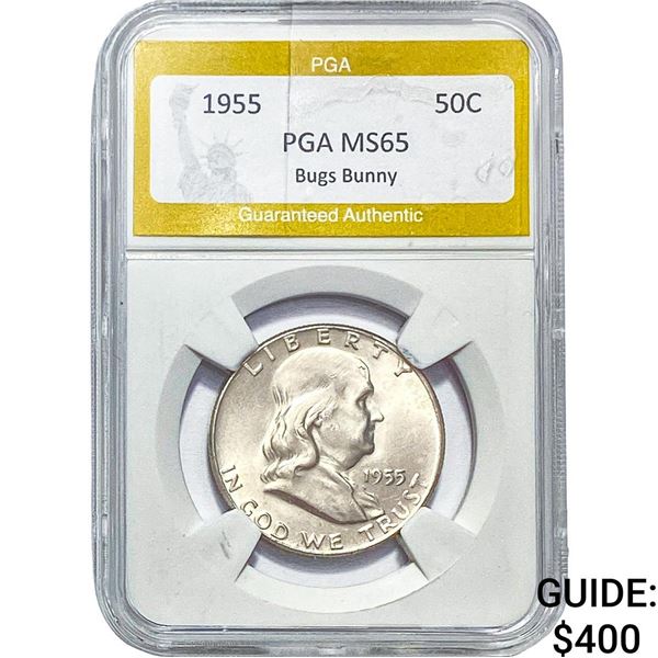 1955 Franklin Half Dollar PGA MS65 Bugs Bunny