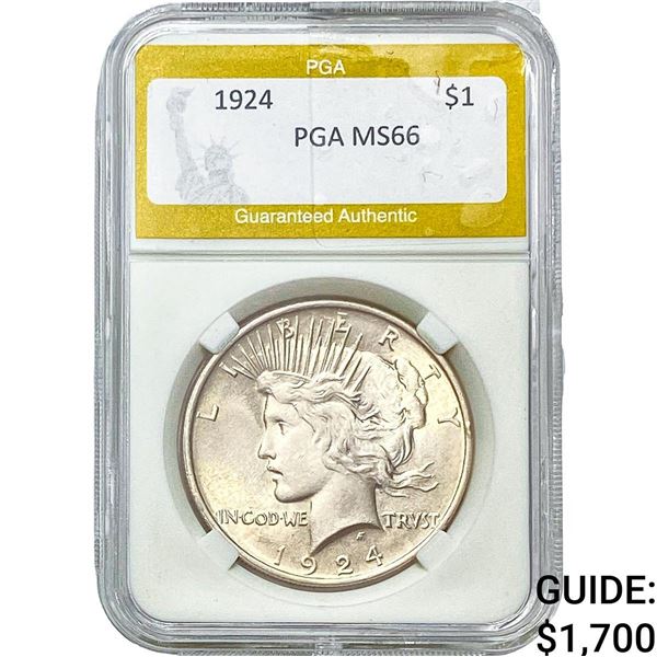 1924 Silver Peace Dollar PGA MS66