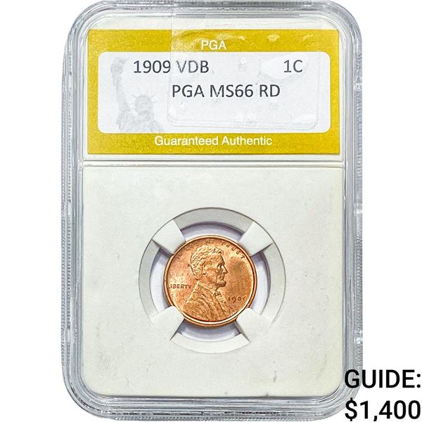 1909 VDB Wheat Cent PGA MS66 RD
