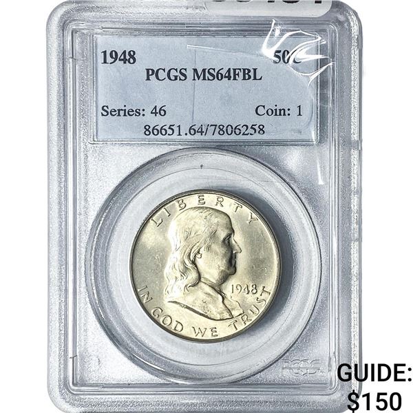 1948 Franklin Half Dollar PCGS MS64 FBL