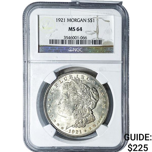 1921 Morgan Silver Dollar NGC MS64