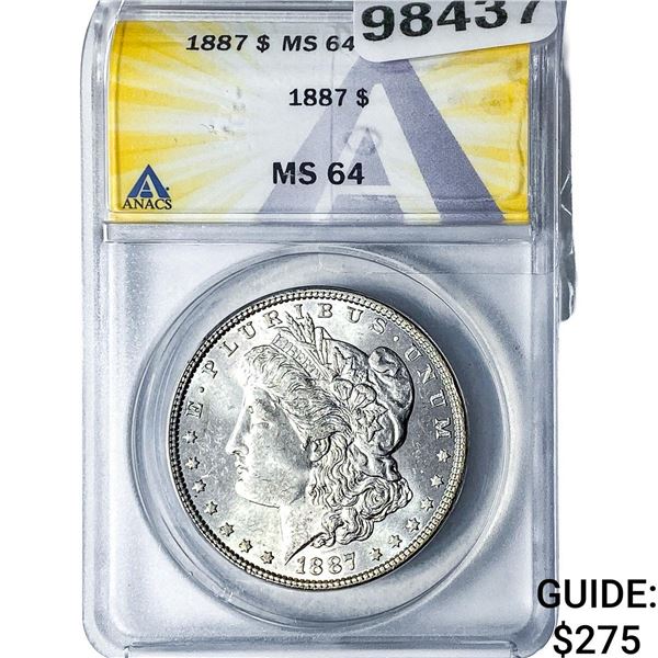 1887 Morgan Silver Dollar ANACS MS64