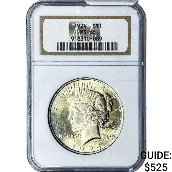 1924 Silver Peace Dollar NGC MS65