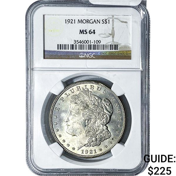 1921 Morgan Silver Dollar NGC MS64