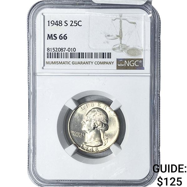 1948-S Washington Silver Quarter NGC MS66