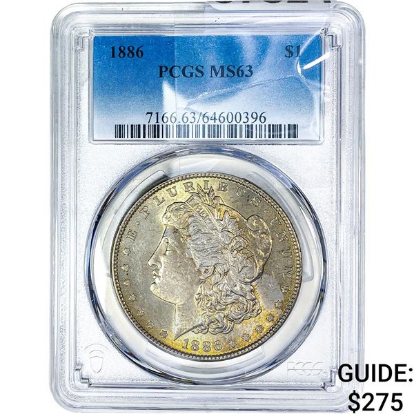 1886 Morgan Silver Dollar PCGS MS63
