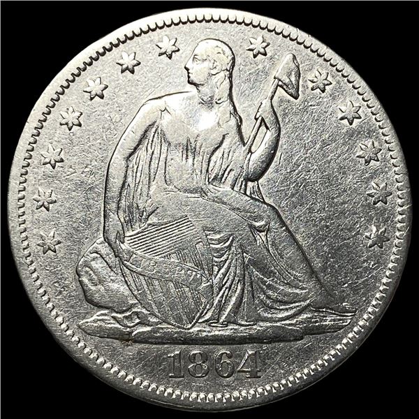 1864 Seated Liberty Half Dollar NEARLY  UNCIRCULATED