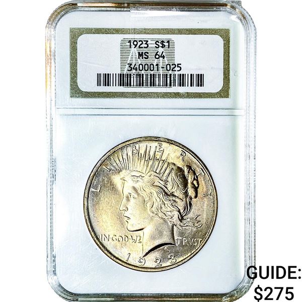 1923 Silver Peace Dollar NGC MS64